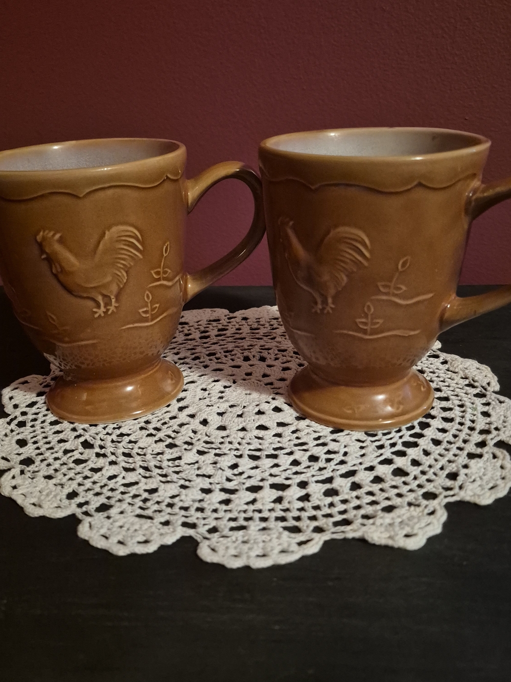 Pair of Rooster Gibson Coffee Mugs